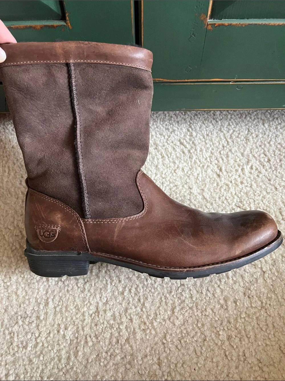 UGG Brown Leather & Suede Women's Winter Pull-On Boots